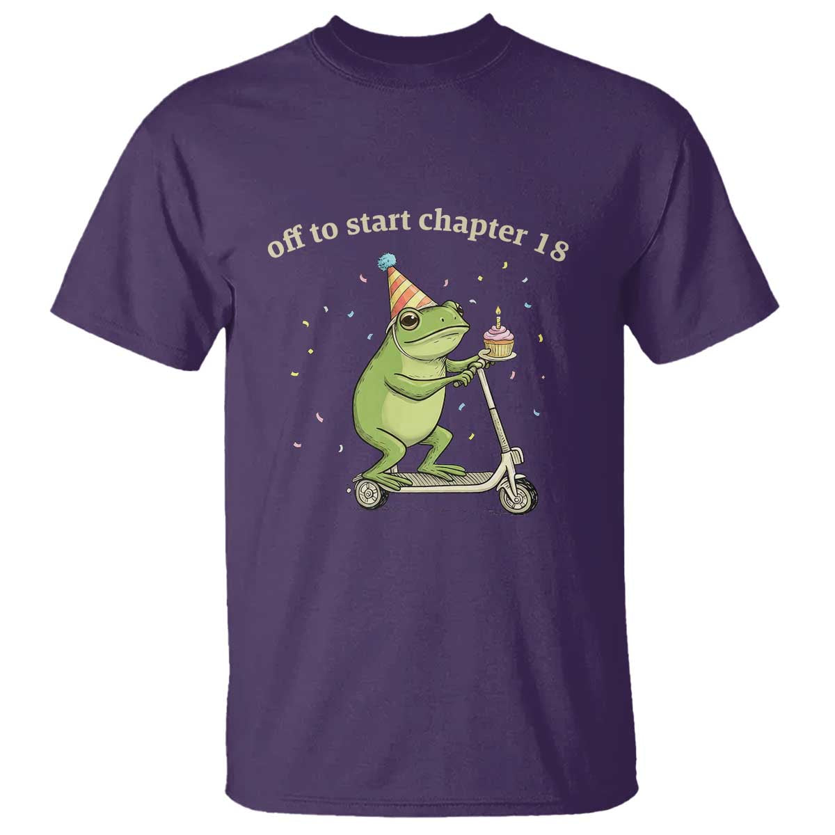 Off To Start Chapter 18 T Shirt Funny Frog Scooter 18th Birthday Gift