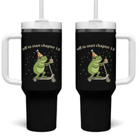 Off To Start Chapter 18 Tumbler With Handle Funny Frog Scooter 18th Birthday Gift