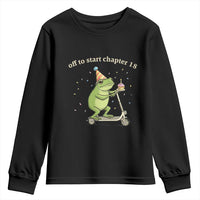 Off To Start Chapter 18 Youth Sweatshirt Funny Frog Scooter 18th Birthday Gift