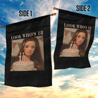 Look Who's 18 Garden Flag Funny Birthday Doll Face Meme