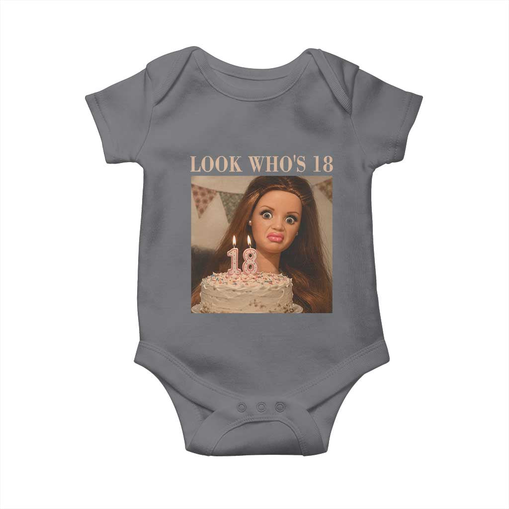 Look Who's 18 Baby Onesie Funny Birthday Doll Face Meme
