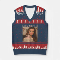Look Who's 18 V-Neck Knit Sweater Vest Funny Birthday Doll Face Meme