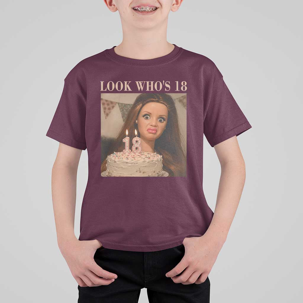 Look Who's 18 T Shirt For Kid Funny Birthday Doll Face Meme
