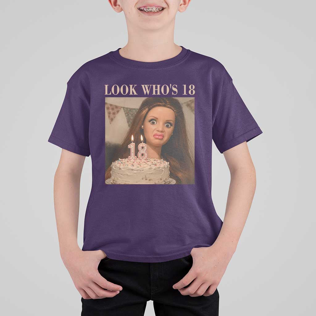 Look Who's 18 T Shirt For Kid Funny Birthday Doll Face Meme