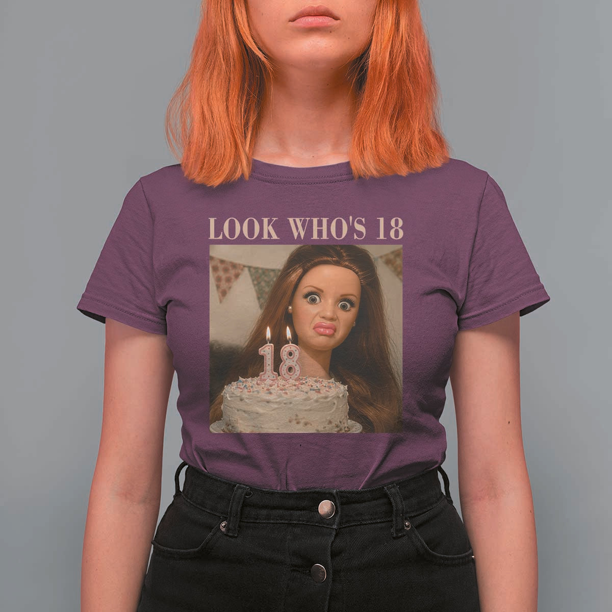 Look Who's 18 T Shirt For Women Funny Birthday Doll Face Meme