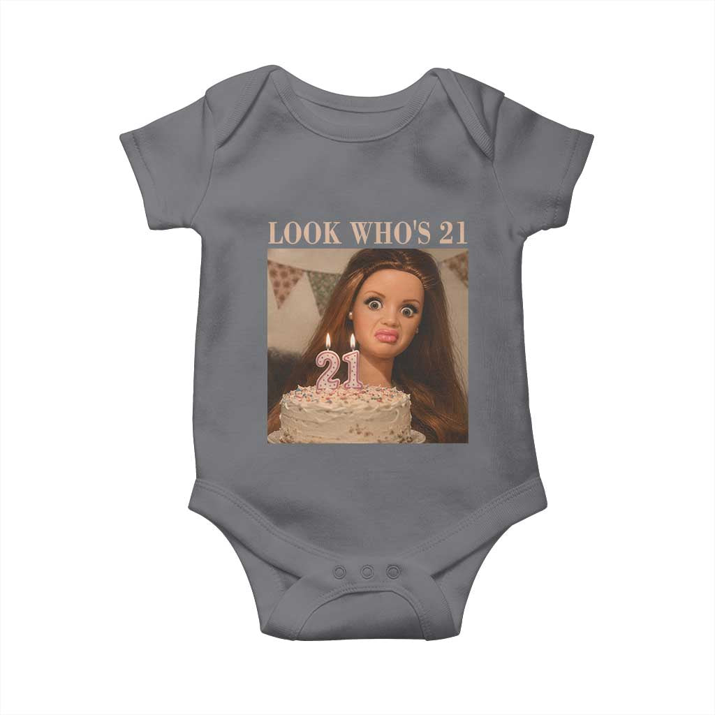 Look Who's 21 Baby Onesie Funny Birthday Doll Face Meme