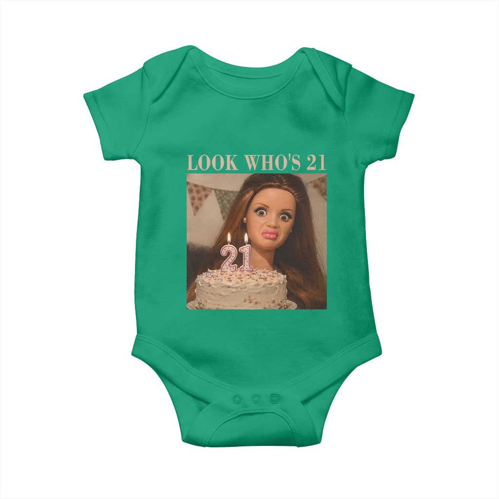 Look Who's 21 Baby Onesie Funny Birthday Doll Face Meme