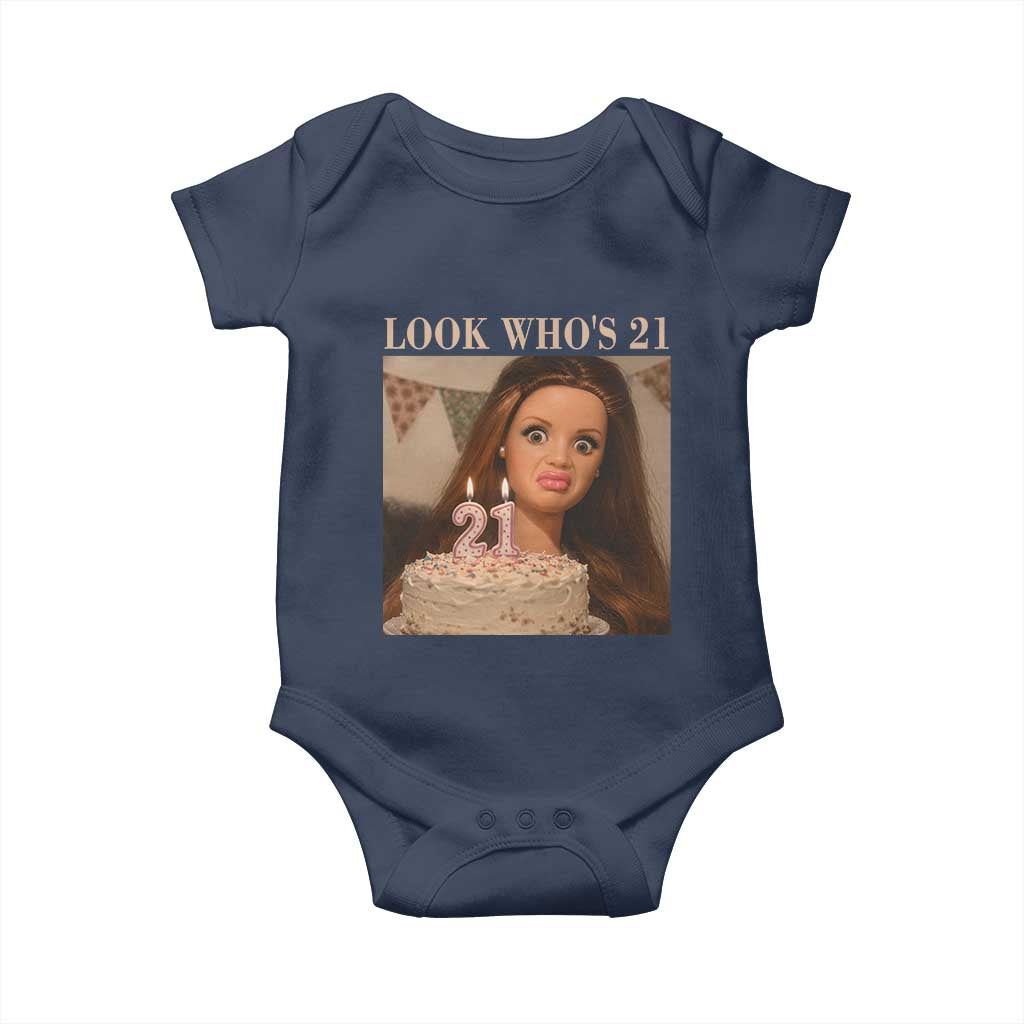 Look Who's 21 Baby Onesie Funny Birthday Doll Face Meme