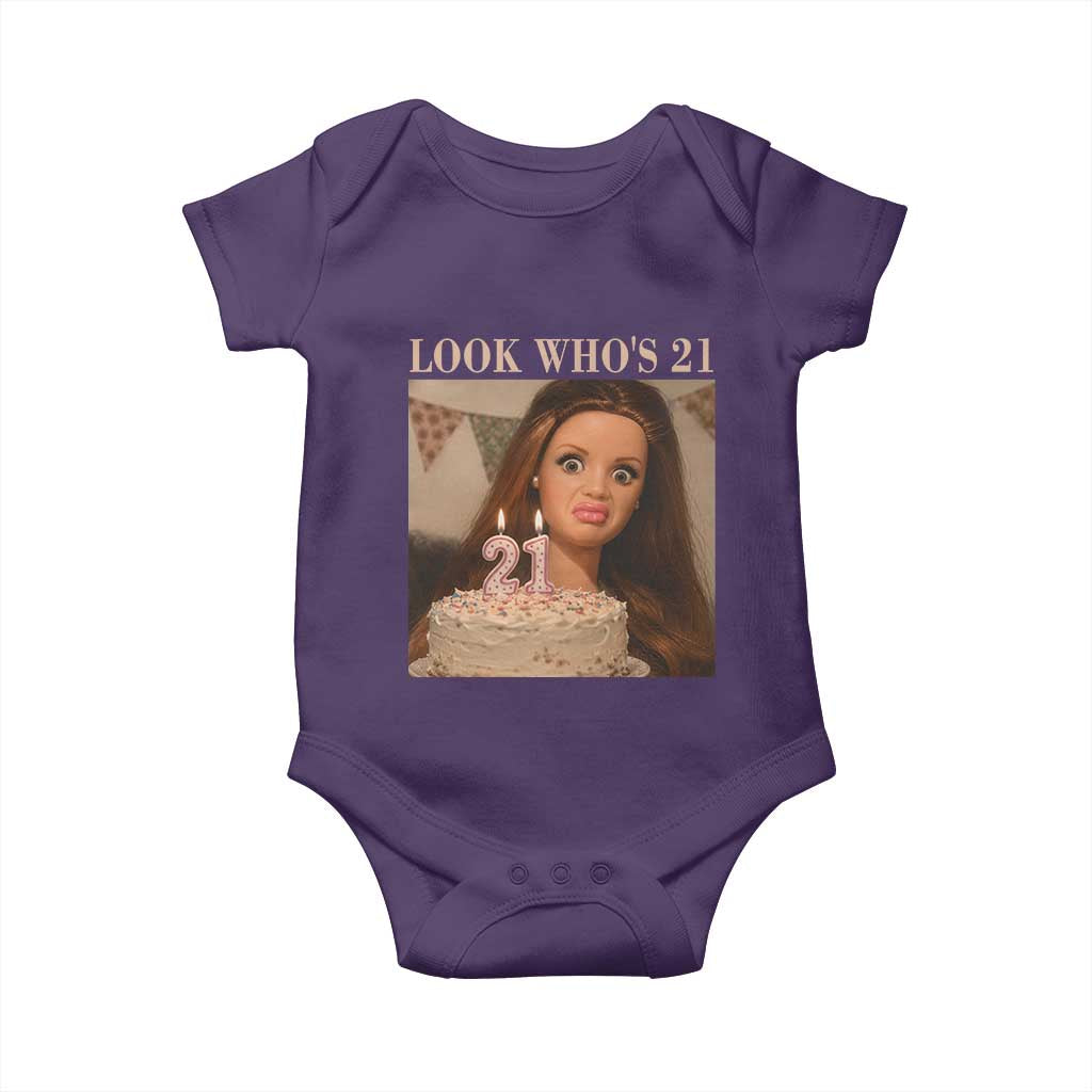 Look Who's 21 Baby Onesie Funny Birthday Doll Face Meme