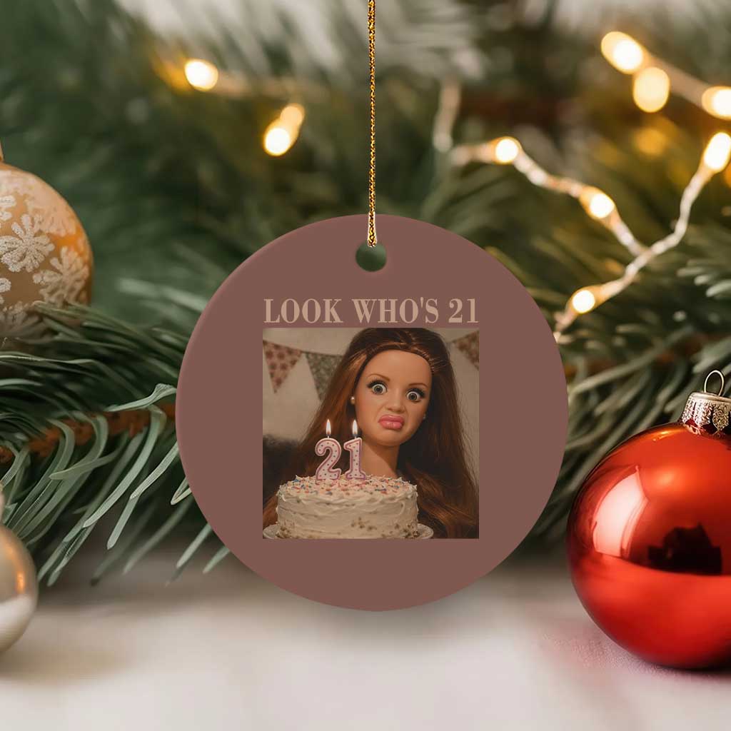 Look Who's 21 Ceramic Ornament Funny Birthday Doll Face Meme