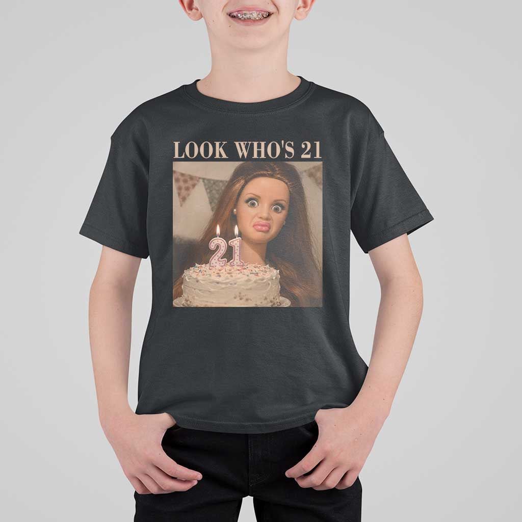 Look Who's 21 T Shirt For Kid Funny Birthday Doll Face Meme