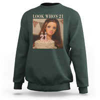Look Who's 21 Sweatshirt Funny Birthday Doll Face Meme