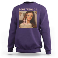 Look Who's 21 Sweatshirt Funny Birthday Doll Face Meme