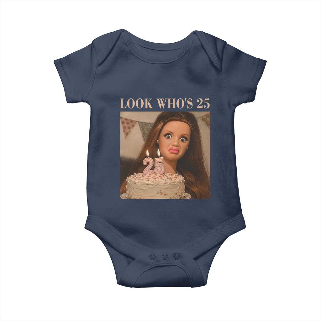Look Who's 25 Baby Onesie Funny Birthday Doll Face Meme