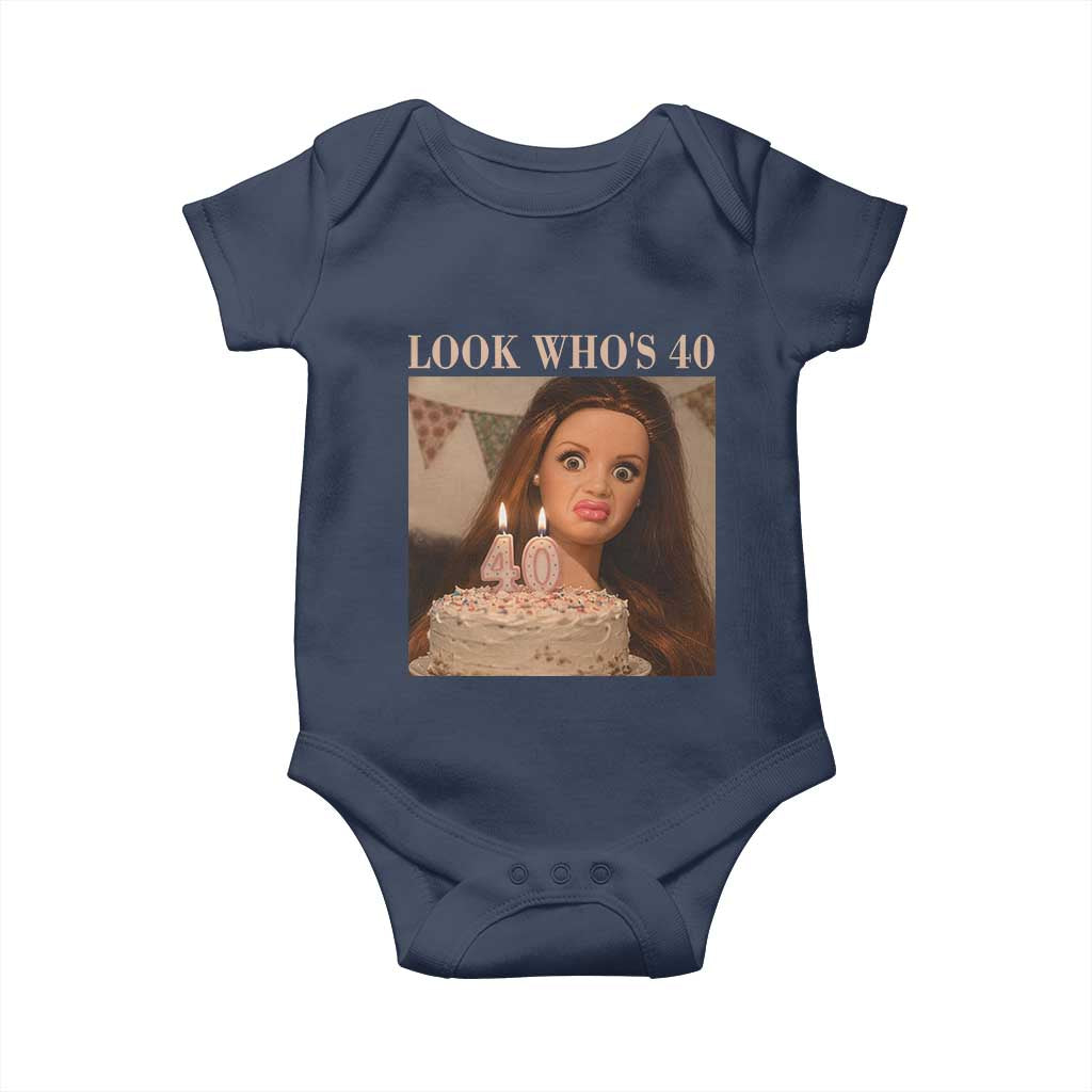 Look Who's 40 Baby Onesie Funny Birthday Doll Face Meme