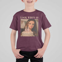 Look Who's 40 T Shirt For Kid Funny Birthday Doll Face Meme