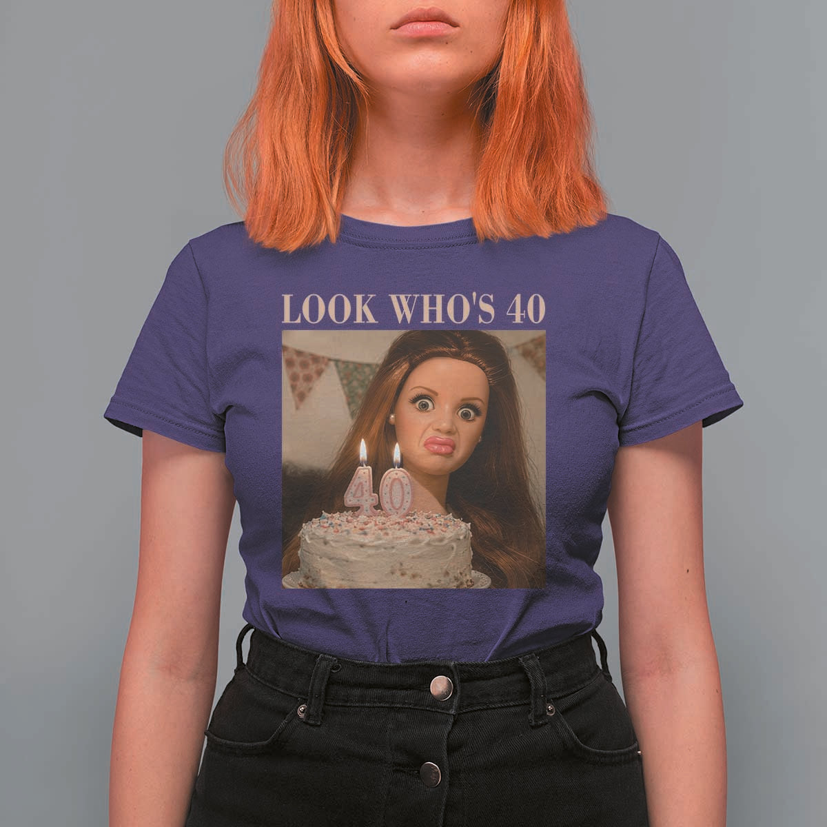 Look Who's 40 T Shirt For Women Funny Birthday Doll Face Meme
