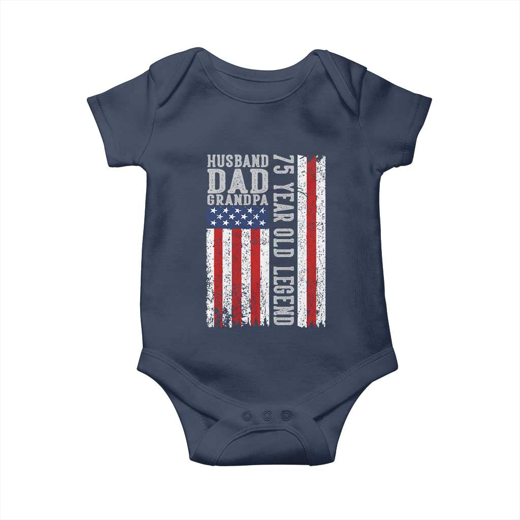 Husband Dad Grandpa 75 Year Old Legend Baby Onesie American Flag Birthday Gift