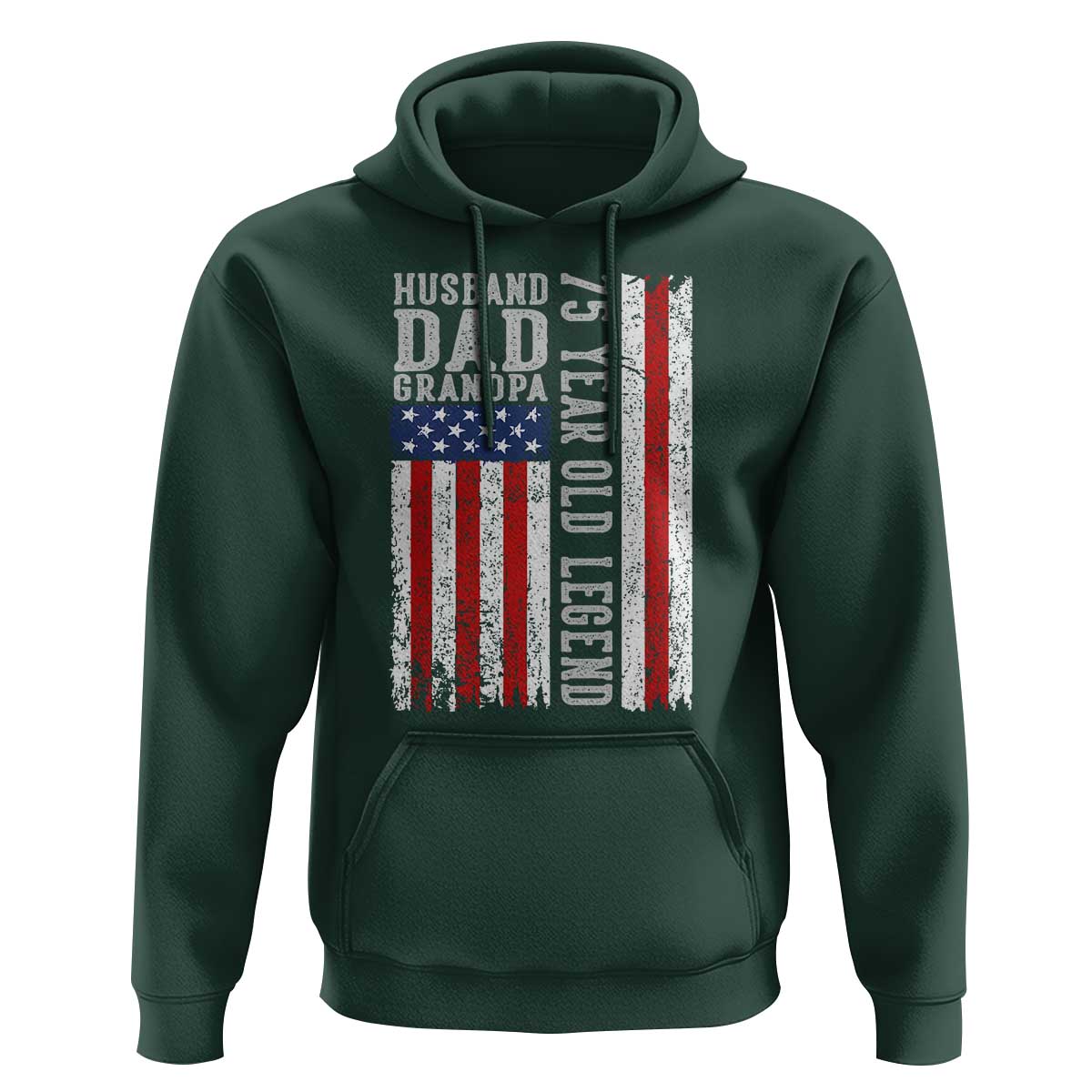 Husband Dad Grandpa 75 Year Old Legend Hoodie American Flag Birthday Gift