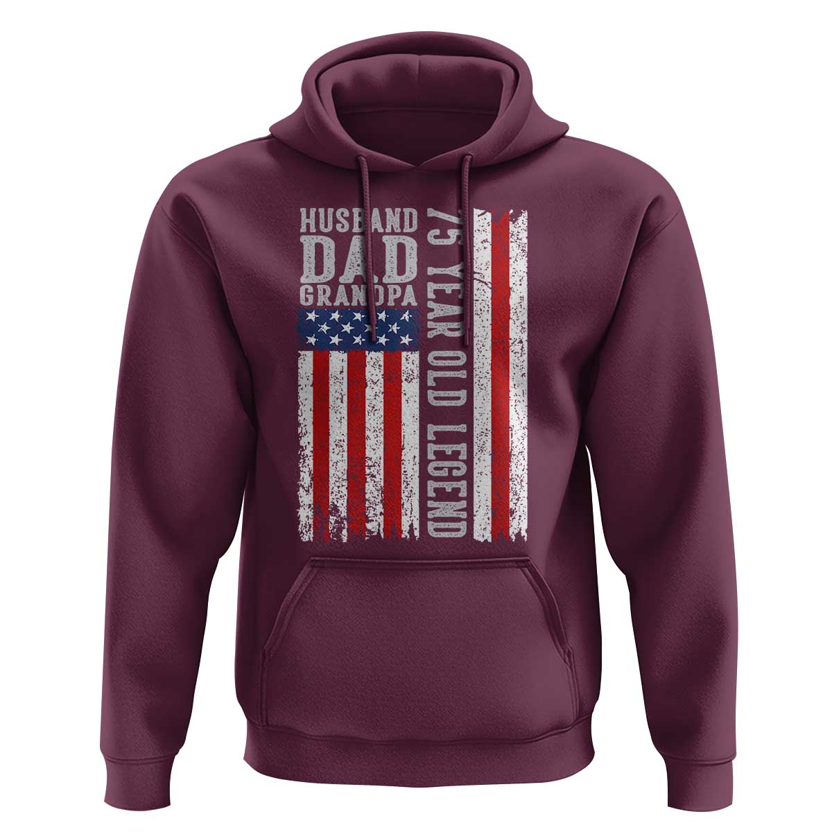 Husband Dad Grandpa 75 Year Old Legend Hoodie American Flag Birthday Gift