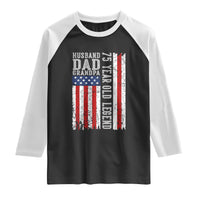 Husband Dad Grandpa 75 Year Old Legend Raglan Shirt American Flag Birthday Gift