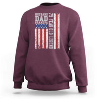 Husband Dad Grandpa 75 Year Old Legend Sweatshirt American Flag Birthday Gift