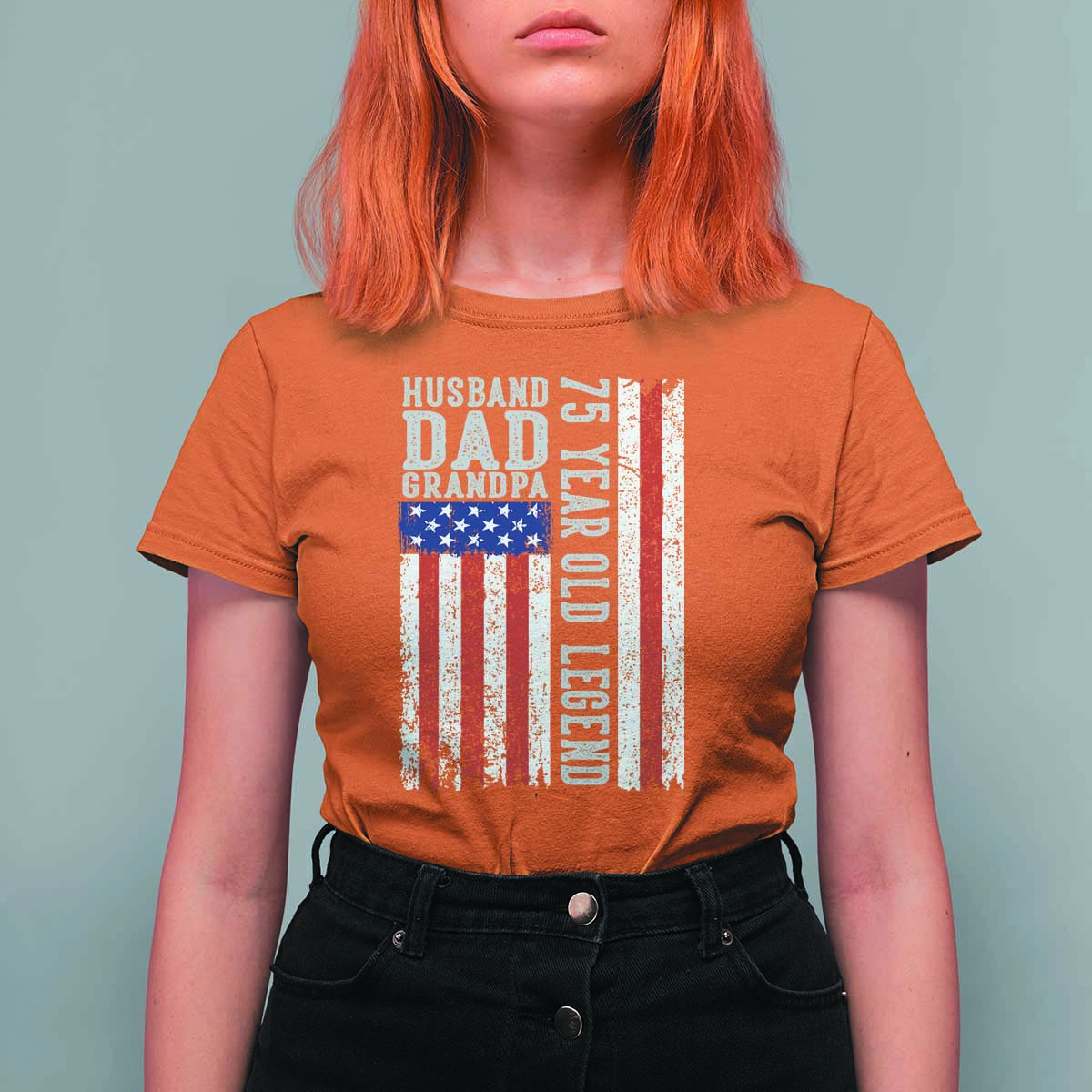 Husband Dad Grandpa 75 Year Old Legend T Shirt For Women American Flag Birthday Gift