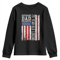 Husband Dad Grandpa 75 Year Old Legend Youth Sweatshirt American Flag Birthday Gift