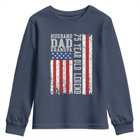 Husband Dad Grandpa 75 Year Old Legend Youth Sweatshirt American Flag Birthday Gift