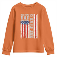 Husband Dad Grandpa 75 Year Old Legend Youth Sweatshirt American Flag Birthday Gift