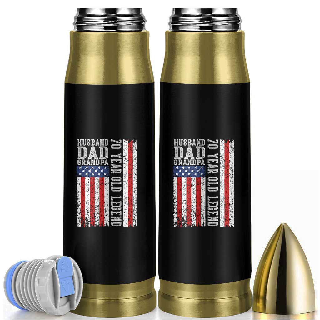 Husband Dad Grandpa 70 Year Old Legend Bullet Tumbler American Flag Birthday Gift