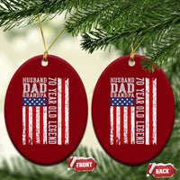Husband Dad Grandpa 70 Year Old Legend Ceramic Ornament American Flag Birthday Gift