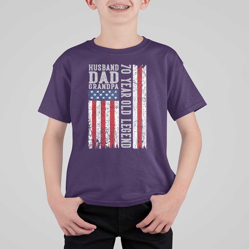 Husband Dad Grandpa 70 Year Old Legend T Shirt For Kid American Flag Birthday Gift