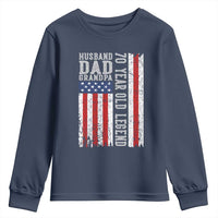 Husband Dad Grandpa 70 Year Old Legend Youth Sweatshirt American Flag Birthday Gift