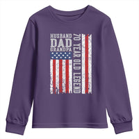 Husband Dad Grandpa 70 Year Old Legend Youth Sweatshirt American Flag Birthday Gift