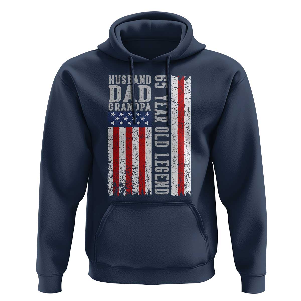 Husband Dad Grandpa 65 Year Old Legend Hoodie American Flag Birthday Gift