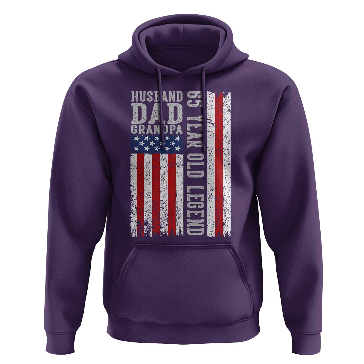 Husband Dad Grandpa 65 Year Old Legend Hoodie American Flag Birthday Gift
