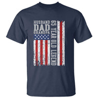 Husband Dad Grandpa 65 Year Old Legend T Shirt American Flag Birthday Gift