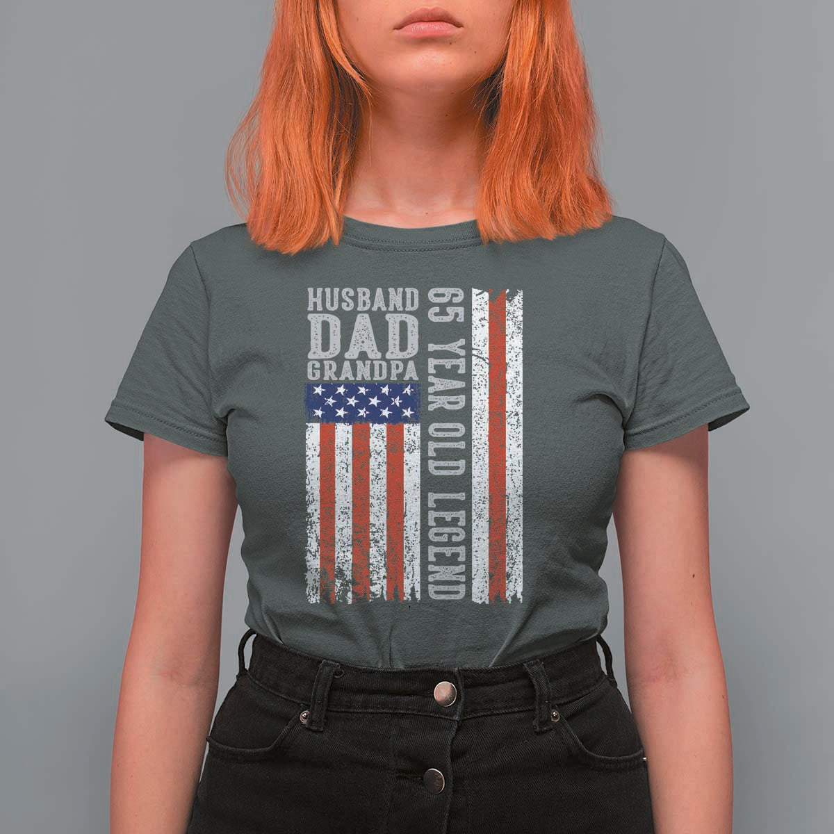Husband Dad Grandpa 65 Year Old Legend T Shirt For Women American Flag Birthday Gift