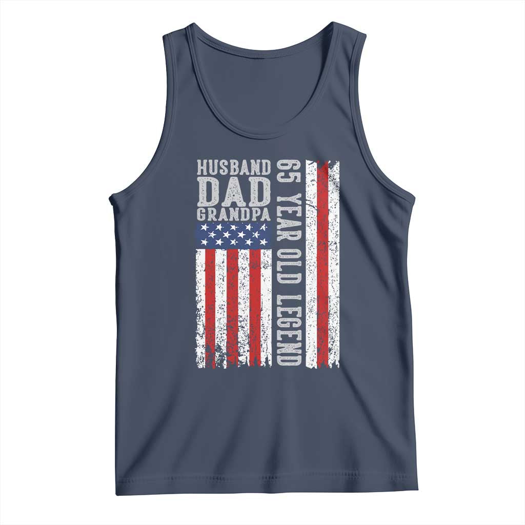 Husband Dad Grandpa 65 Year Old Legend Tank Top American Flag Birthday Gift