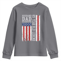 Husband Dad Grandpa 65 Year Old Legend Youth Sweatshirt American Flag Birthday Gift