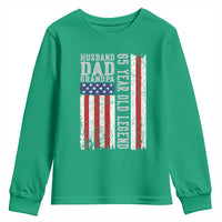 Husband Dad Grandpa 65 Year Old Legend Youth Sweatshirt American Flag Birthday Gift
