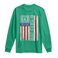 Husband Dad Grandpa 60 Year Old Legend Long Sleeve Shirt American Flag Birthday Gift