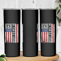 Husband Dad Grandpa 60 Year Old Legend Skinny Tumbler American Flag Birthday Gift