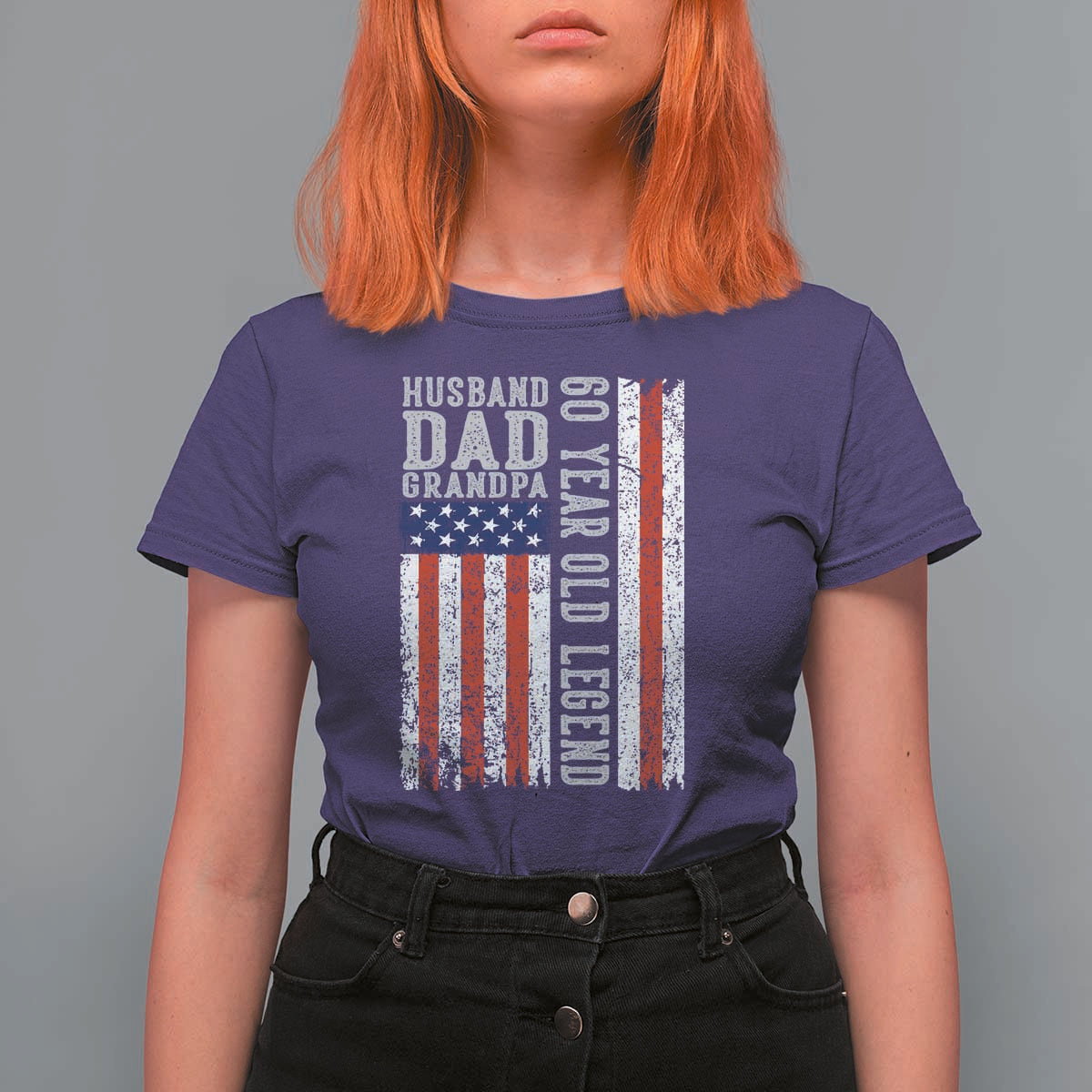 Husband Dad Grandpa 60 Year Old Legend T Shirt For Women American Flag Birthday Gift