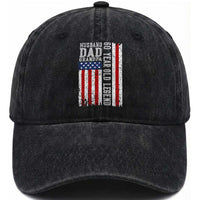 Husband Dad Grandpa 60 Year Old Legend Washed Cotton Baseball Cap American Flag Birthday Gift