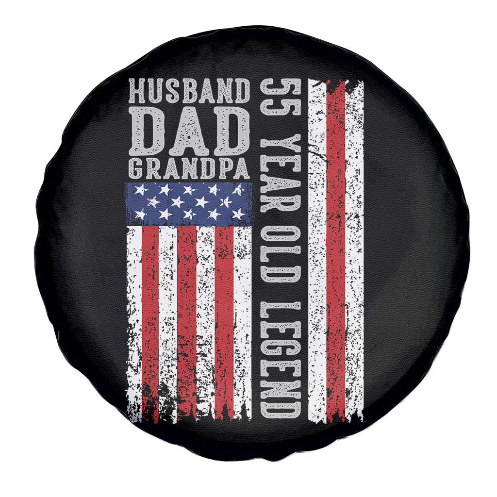 Husband Dad Grandpa 55 Year Old Legend Spare Tire Cover American Flag Birthday Gift