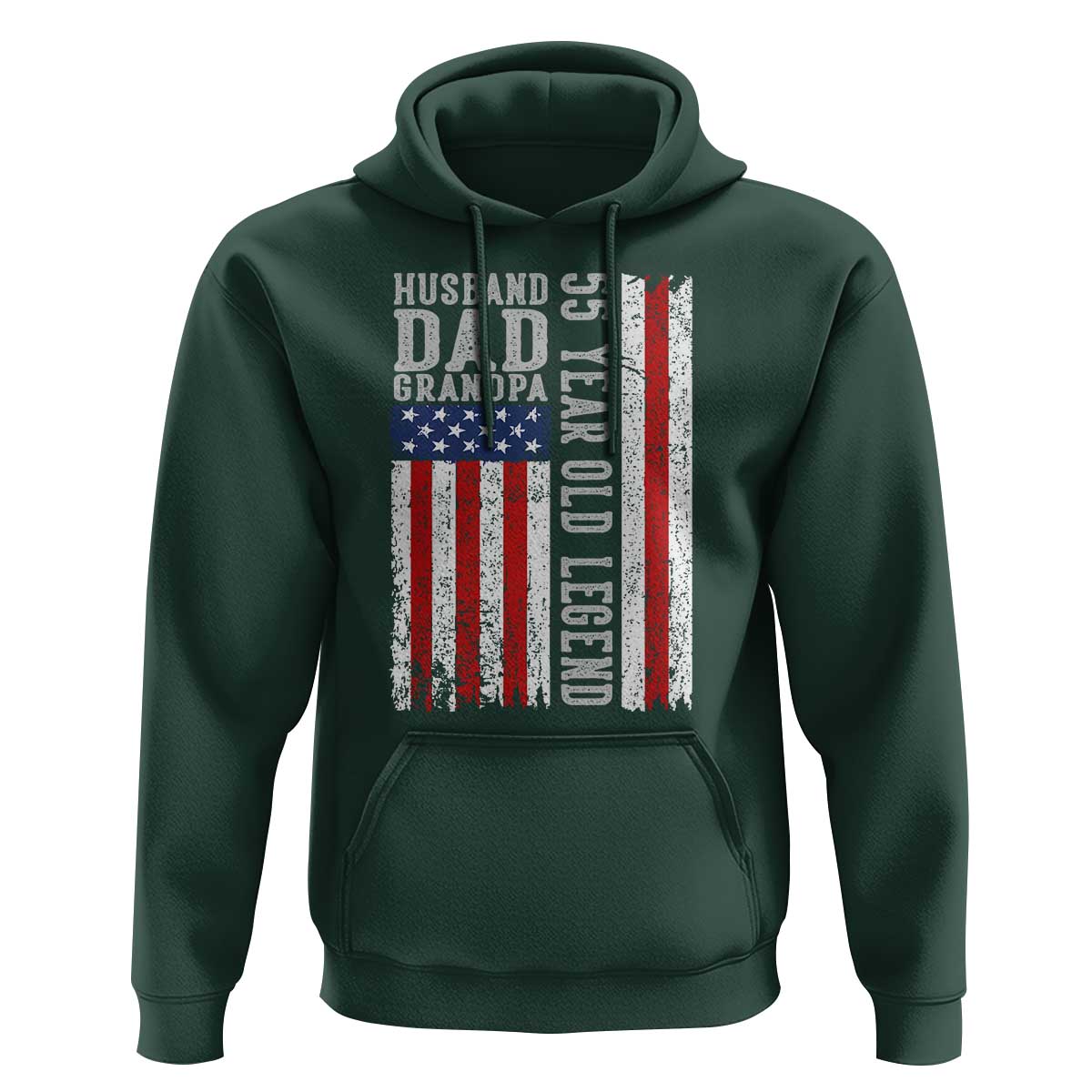 Husband Dad Grandpa 55 Year Old Legend Hoodie American Flag Birthday Gift