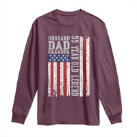 Husband Dad Grandpa 55 Year Old Legend Long Sleeve Shirt American Flag Birthday Gift