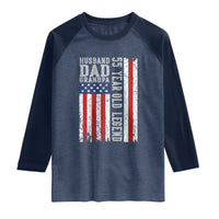Husband Dad Grandpa 55 Year Old Legend Raglan Shirt American Flag Birthday Gift